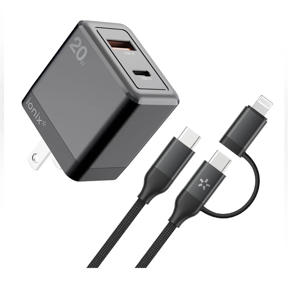 NEW! lonix 20W Wall Charger with 2-in-1 Cable 20W USB-C Charger Combo Pack